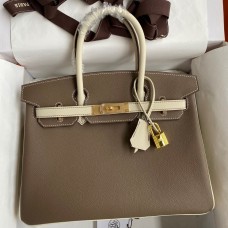 Hermes HSS Birkin 30 Bicolor Bag in Taupe and Craie Epsom Calfskin Hermes HSS Birkin 30 Bicolor Bag in Taupe and Craie Epsom Calfskin