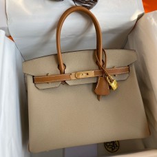 Hermes HSS Birkin 30 Bicolor Bag in Trench and Gold Epsom Calfskin Hermes HSS Birkin 30 Bicolor Bag in Trench and Gold Epsom Calfskin