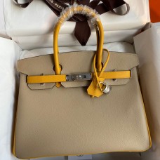 Hermes HSS Birkin 30 Bicolor Bag in Trench and Yellow Epsom Calfskin Hermes HSS Birkin 30 Bicolor Bag in Trench and Yellow Epsom Calfskin