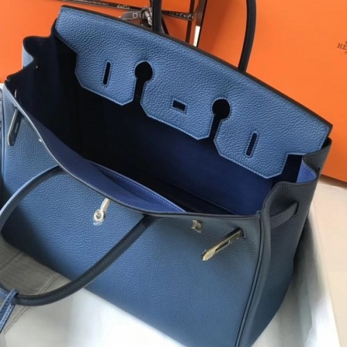 Hermes Birkin 30cm Bleu Agate Clemence Gold Hardware