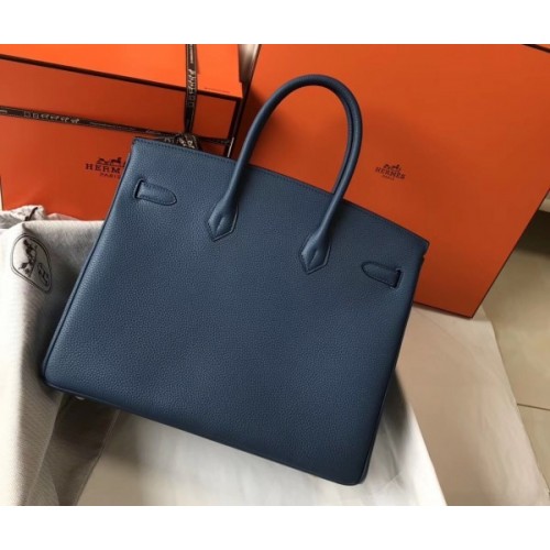 Replica Hermes Blue Agate Clemence Birkin 30cm Bag