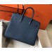 Hermes Birkin 30cm 35cm Bag In Blue Agate Clemence Leather