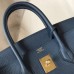 Hermes Birkin 30cm 35cm Bag In Blue Agate Clemence Leather