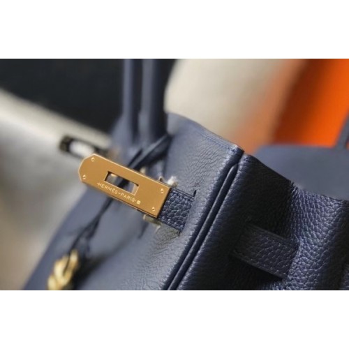 Hermes Birkin 30cm 35cm Bag In Navy Blue Clemence Leather 