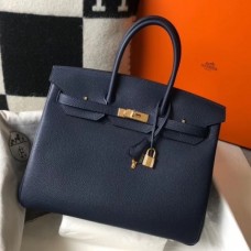 Hermes Birkin 30cm 35cm Bag In Navy Blue Clemence Leather Hermes Birkin 30cm 35cm Bag In Navy Blue Clemence Leather