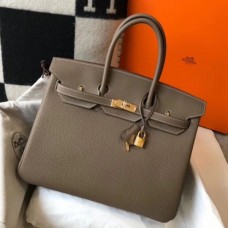 Hermes Birkin 30cm 35cm Bag In Taupe Clemence Leather Hermes Birkin 30cm 35cm Bag In Taupe Clemence Leather