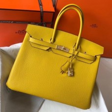 Hermes Birkin 30cm 35cm Bag In Yellow Clemence Leather Hermes Birkin 30cm 35cm Bag In Yellow Clemence Leather