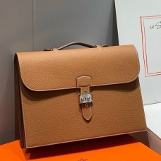 Hermes Sac a Depeches 38 Briefcase in Gold Clemence Leather Hermes Sac a Depeches 38 Briefcase in Gold Clemence Leather