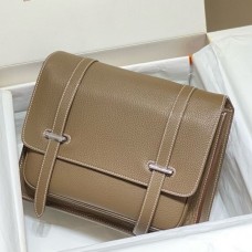 Hermes Steve 30 Messenger Bag in Taupe Clemence Leather Hermes Steve 30 Messenger Bag in Taupe Clemence Leather