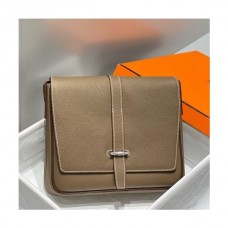 Hermes Steve Light Junior Messenger Bag in Taupe Clemence Leather Hermes Steve Light Junior Messenger Bag in Taupe Clemence Leather