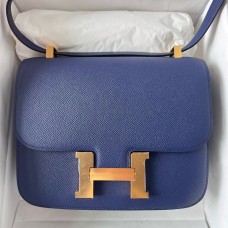 Hermes Epsom Constance 24cm Navy Blue Handmade Bag