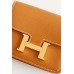 Hermes Constance Slim Wallet in Gold Epsom Calfskin