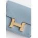 Hermes Constance Slim Wallet in Blue Lin Evercolor Calfskin