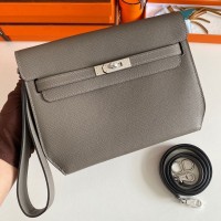 Hermes Kelly Depeches 25 Pouch in Etain Epsom Calfskin Hermes Kelly Depeches 25 Pouch in Etain Epsom Calfskin