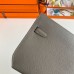 Hermes Kelly Depeches 25 Pouch in Etain Epsom Calfskin