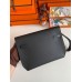 Hermes Kelly Depeches 25 Pouch in Black Epsom Calfskin