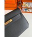 Hermes Kelly Depeches 25 Pouch in Black Epsom Calfskin