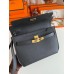 Hermes Kelly Depeches 25 Pouch in Black Epsom Calfskin