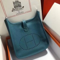 Hermes Evelyne III 29 PM Bag In Blue Clemence Leather Hermes Evelyne III 29 PM Bag In Blue Clemence Leather