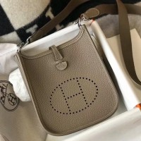 Hermes Evelyne III TPM Mini Bag In Taupe Clemence Leather Hermes Evelyne III TPM Mini Bag In Taupe Clemence Leather