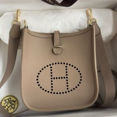 Hermes Evelyne Mini Handmade Bag in Gris Tourterelle Clemence Leather