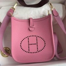 Hermes Evelyne Mini Handmade Bag in Rose Sakura Clemence Leather
