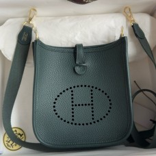 Hermes Evelyne Mini Handmade Bag in Vert Cypres Clemence Leather