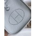 Hermes Evelyne Mini Handmade Bag in Blue Brume Clemence Leather