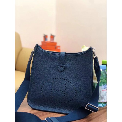 Hermès HERMES BAG EVELYNE III 33 Dark blue Leather ref.166358