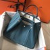 Hermes Garden Party 30 Bag In Blue Jean Clemence Leather
