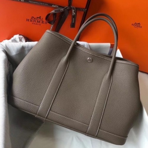 Replica Hermes Garden Party 36 Bag In Grey Clemence Leather