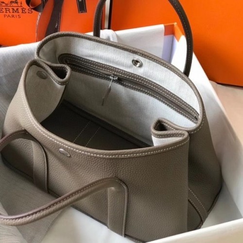 Replica Hermes Garden Party 36 Bag In Grey Clemence Leather