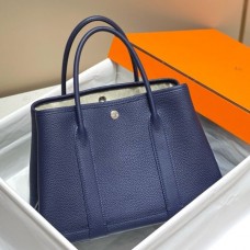 Hermes Garden Party 30 Bag In Blue Saphir Taurillon Leather Hermes Garden Party 30 Bag In Blue Saphir Taurillon Leather