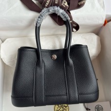 Hermes Neo Garden Party 23 Handmade Bag in Black Clemence Leather