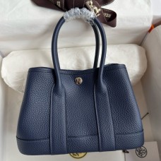 Hermes Neo Garden Party 23 Handmade Bag in Navy Blue Clemence Leather