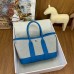 Hermes Neo Garden Party 23 Bag in Canvas and Blue Negonda Calfskin Hermes Neo Garden Party 23 Bag in Canvas and Blue Negonda Calfskin