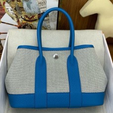 Hermes Neo Garden Party 23 Bag in Canvas and Blue Negonda Calfskin Hermes Neo Garden Party 23 Bag in Canvas and Blue Negonda Calfskin