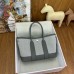 Hermes Neo Garden Party 23 Bag in Canvas and Gris Meyer Negonda Calfskin Hermes Neo Garden Party 23 Bag in Canvas and Gris Meyer Negonda Calfskin
