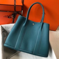 Hermes Garden Party 36 Bag In Blue Jean Clemence Leather Hermes Garden Party 36 Bag In Blue Jean Clemence Leather