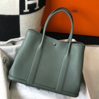 Hermes Garden Party 36 Bag In Vert Amanda Clemence Leather Hermes Garden Party 36 Bag In Vert Amanda Clemence Leather