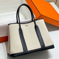 Hermes Garden Party 36cm Bag in Toile and Black Leather Hermes Garden Party 36cm Bag in Toile and Black Leather
