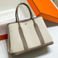 Hermes Garden Party 36cm Bag in Toile and Taupe Leather Hermes Garden Party 36cm Bag in Toile and Taupe Leather