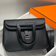 Hermes Halzan 25 Bag in Black Clemence Leather Hermes Halzan 25 Bag in Black Clemence Leather