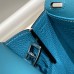 Hermes Halzan 25 Bag in Blue Jean Clemence Leather