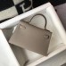 Hermes Gray Epsom Kelly Mini II 20cm Handmade Bag