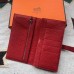 Hermes Red Togo Leather Bearn Gusset Wallet