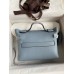 Hermes 24/24 Mini 21 Handmade Bag in Blue Lin Evercolor Leather