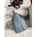 Hermes 24/24 Mini 21 Handmade Bag in Blue Lin Evercolor Leather