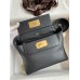 Hermes 24/24 Mini 21 Handmade Bag in Black Evercolor Leather