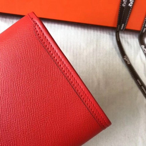 Hermes Jige Elan Clutch Epsom Leather In Red